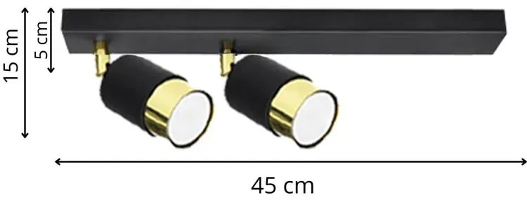 Czarny podwójny plafon reflektorowy - A279 R0-T97