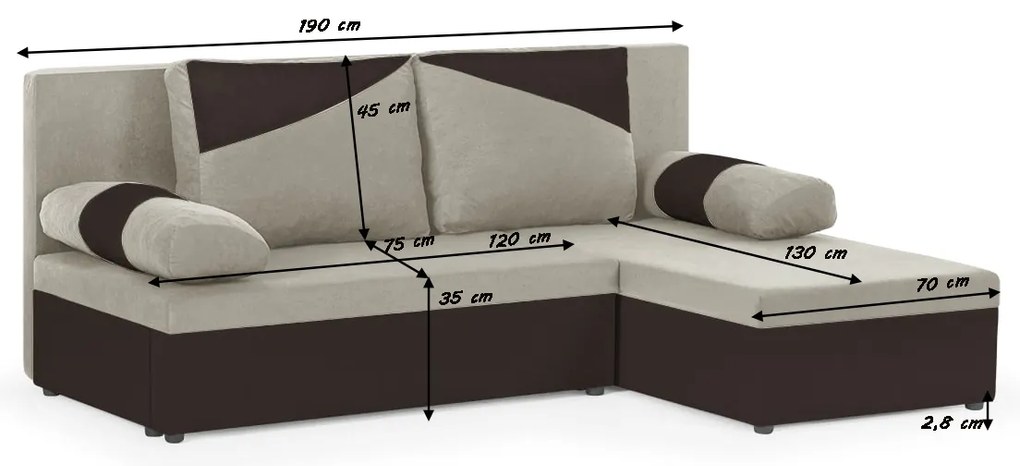 MEGA OKAZJA Narożnik z funkcją spania Polo Alova 68/01 Brązowy/Biały