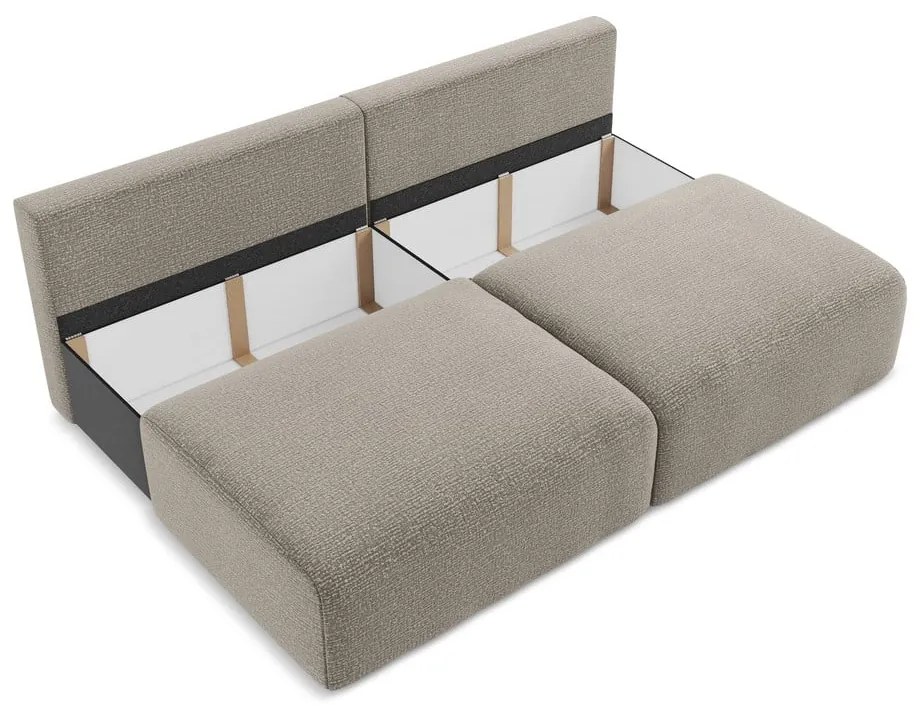 Beżowa rozkładana/ze schowkiem sofa 216 cm Kalena – Makamii