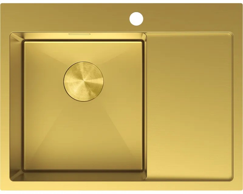 Mexen Exar zlewozmywak stalowy 1-komorowy z ociekaczem lewy 620 x 480 mm, złoty - 6431621005L-55