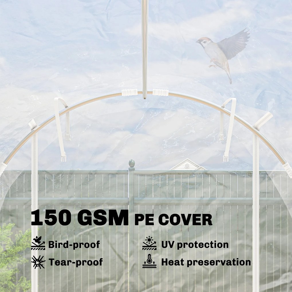Outsunny Tunel foliowy (polytunnel), szklarnia z możliwością wejścia z ocynkowanym stalowym stelażem i odpornym na UV pokryciem PE, przezroczysta | Aosom PL