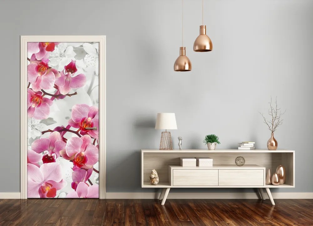 Okleina Naklejka fototapeta na drzwi Różowa orchidea