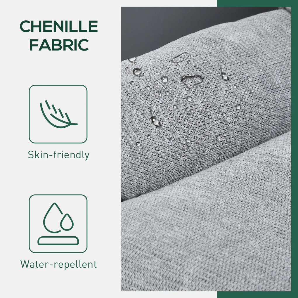 HOMCOM Fotel Obrotowy, Obrot o 360 stopni, Tkanina Chenille, Zintegrowane Podłokietniki, Nogi ze Stali, Szary, Czarny