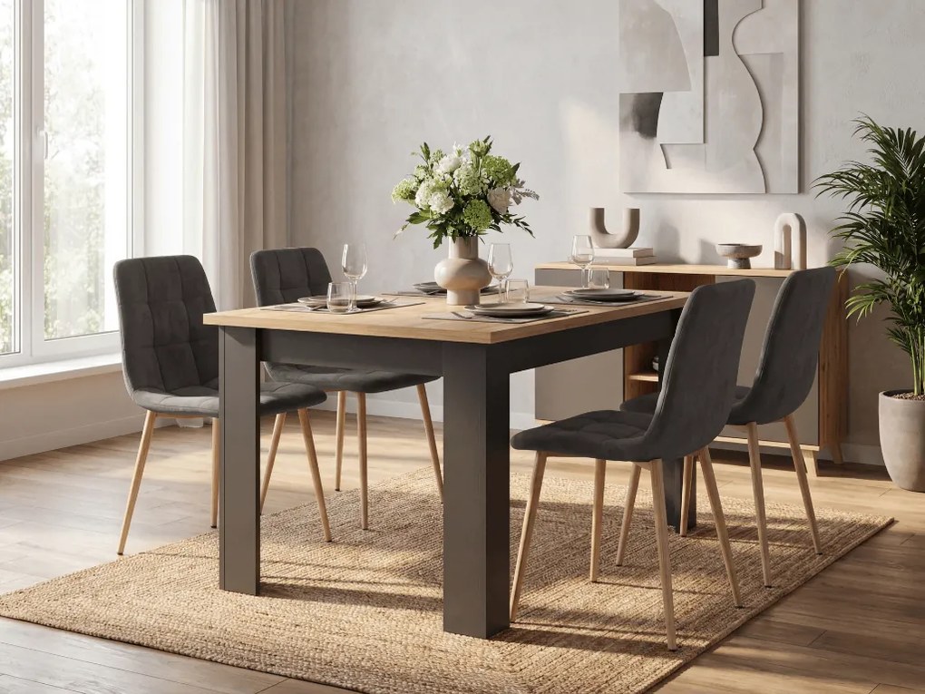 Ciemnoszare aksamitne krzesło KARA