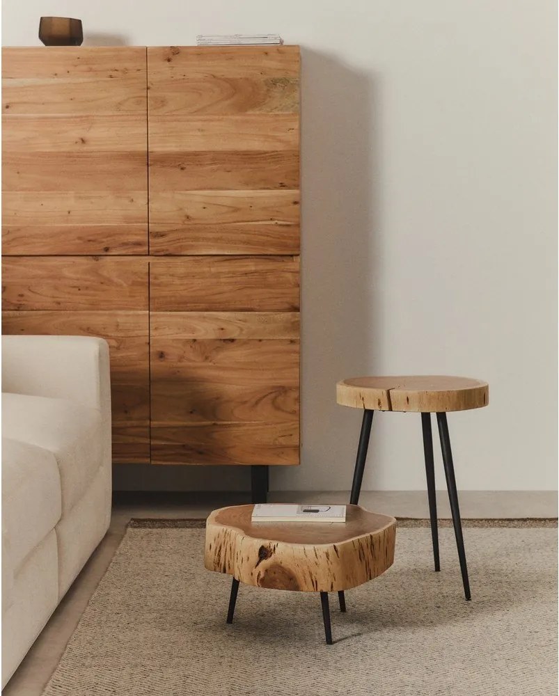 Okrągły stolik z blatem z drewna akacjowego w naturalnym kolorze 49x47 cm Tanive – Kave Home