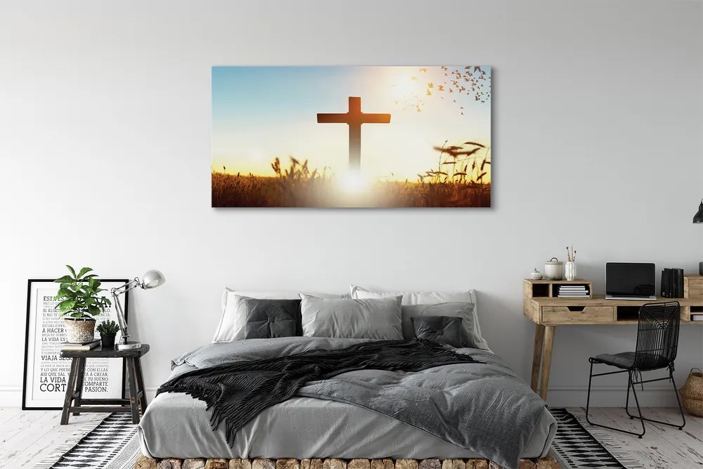 Duży obraz na płótnie Krzyż na Polu w Słońcu