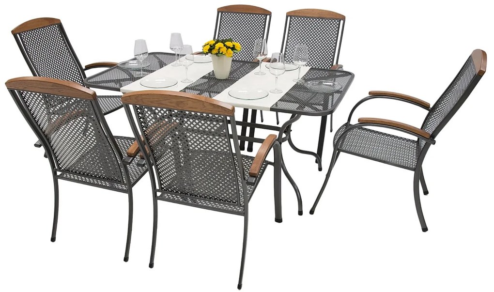 Metalowy zestaw ogrodowy PROVENCE I. 1 + 6 Stół prostokątny 190x105 cm (CT0310)