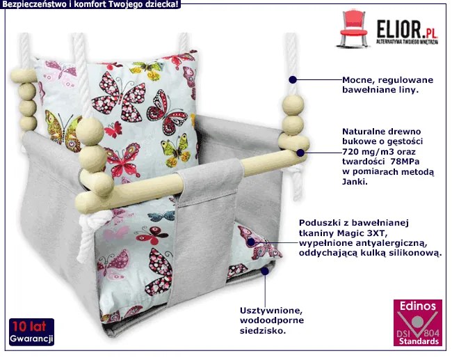 Kubełkowa huśtawka dla dzieci motylki G1-H20