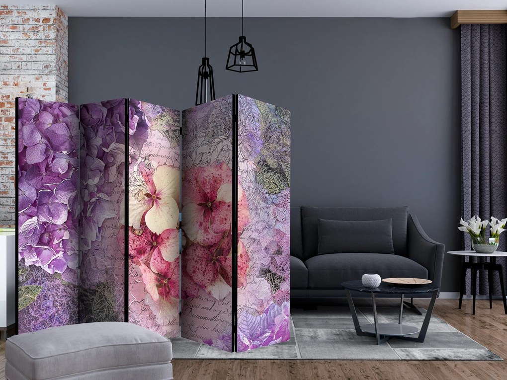 Parawan akustyczny Kwiaty 225x172 cm 5-częściowy różowy ARTGEIST B