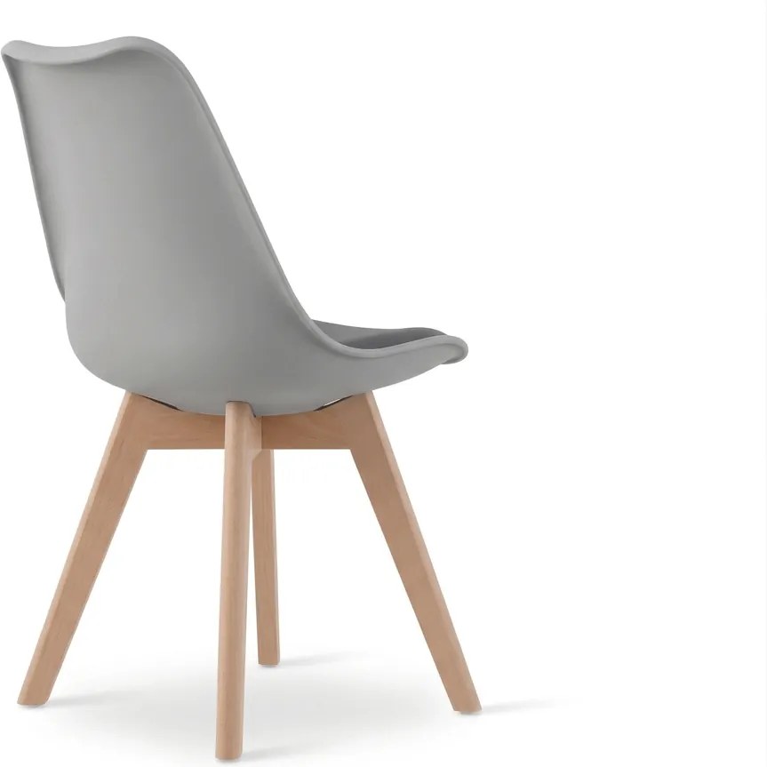 Szare krzesło BALI MARK z bukowymi nogami, ciemnoszare siedzisko