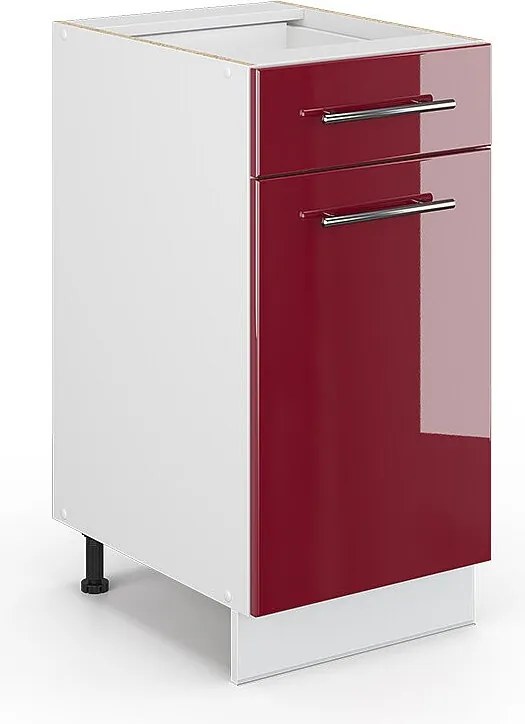 Szafka dolna do kuchni bordowa czerwień wysoki połysk 40x51.6x82 fame-line