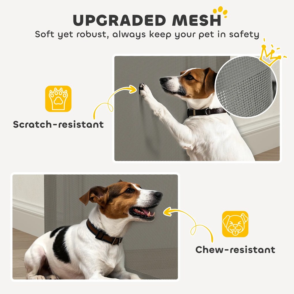 PawHut Rozsuwana bramka ochronna na schody 0-136cm Wysokość 87 cm Bramka dla zwierząt domowych 142 x 10 x 87 cm Szara