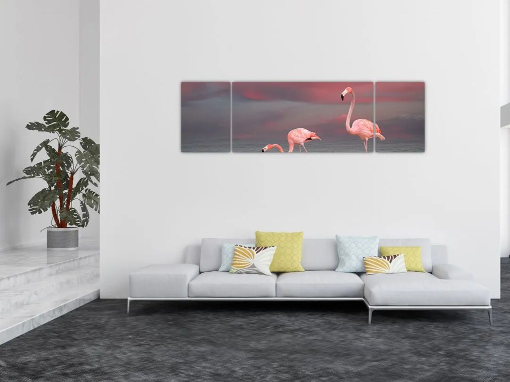 Obraz flamingów (170x50 cm)