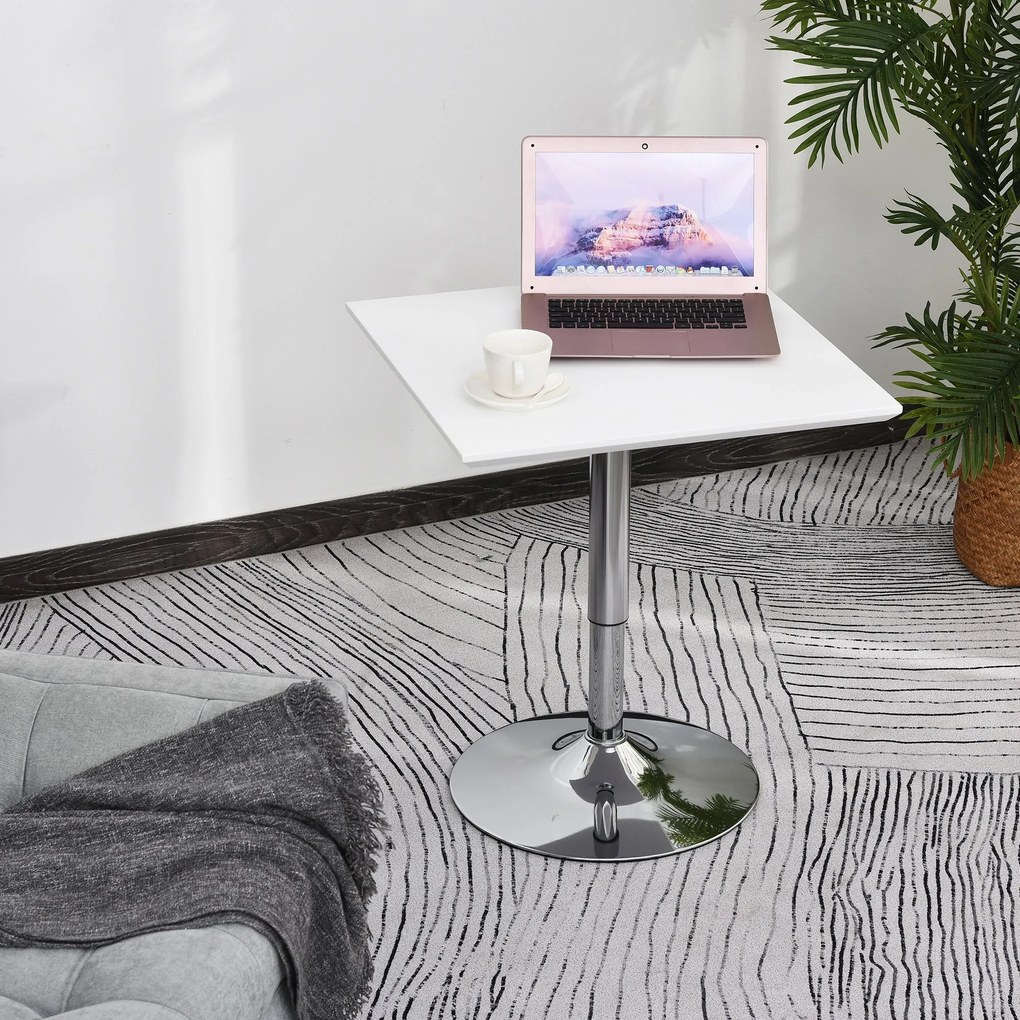 HOMCOM Stół barowy kwadratowy z regulacją wysokości biały stalowy do pubu i restauracji | Aosom PL