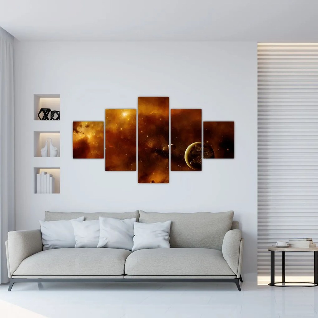 Obraz - Planety z mgławicą (125x70 cm)