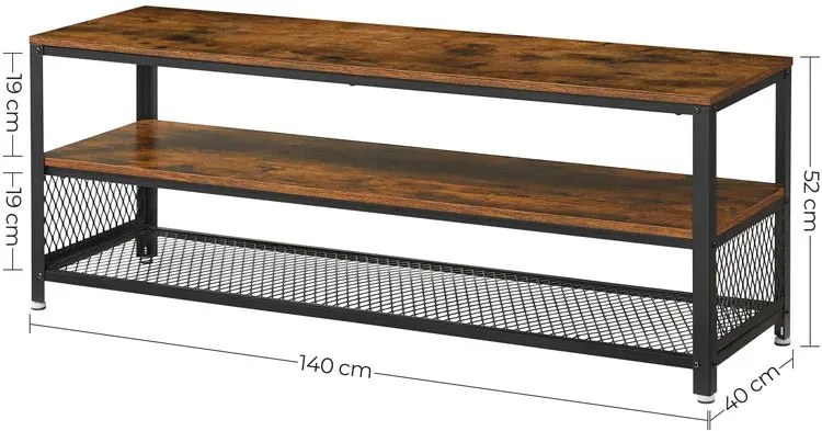 Szafka RTV z półkami w stylu loft rustykalny brąz - Dumios