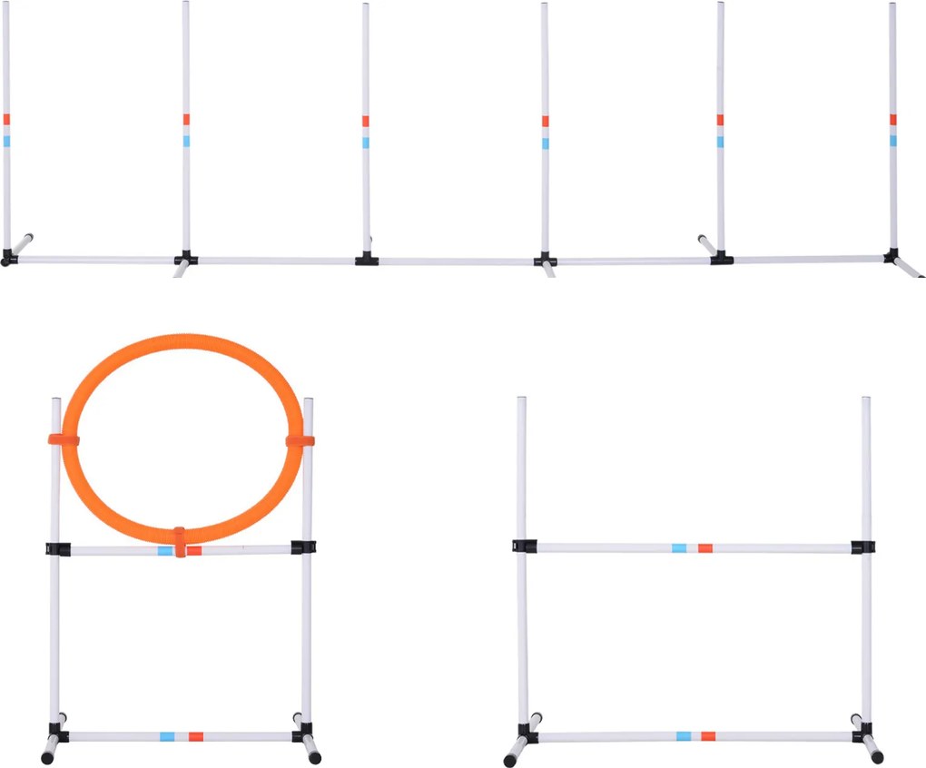 PawHut Zestaw do Ćwiczeń dla Psów 3-częściowy z Torbą do Przenoszenia Trening Agility Plastik Biały Żółty | Aosom PL