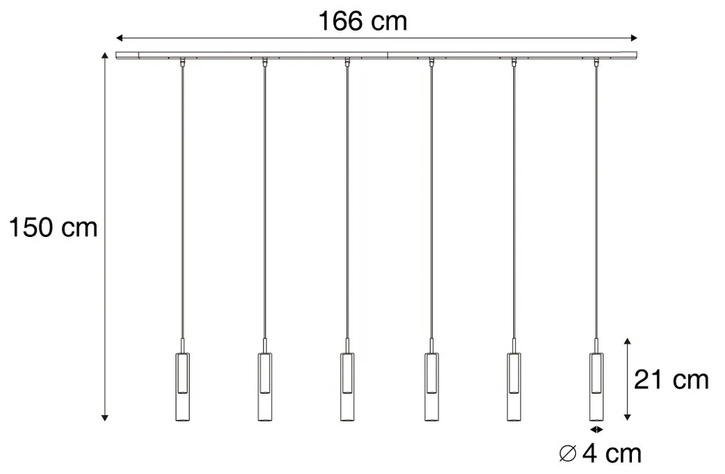 Modern railsysteem zwart met 6 hanglampen zwart met smoke glas 1-fase - Slimline Loyce Nowoczesny Oswietlenie wewnetrzne