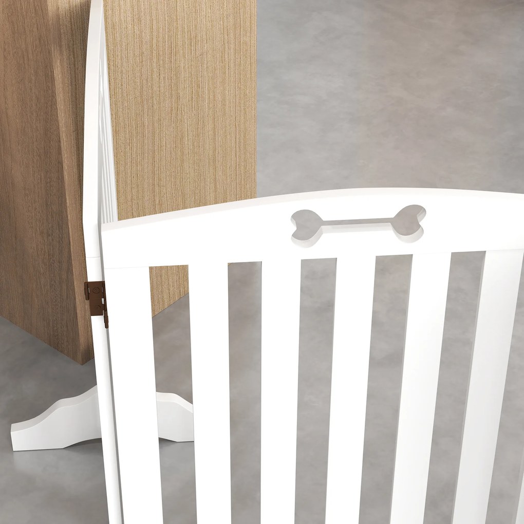 PawHut Wolnostojący płotek dla psów z podporami, dla przedpokoju, korytarza, schodów, 207,5x30x61 cm, Biały