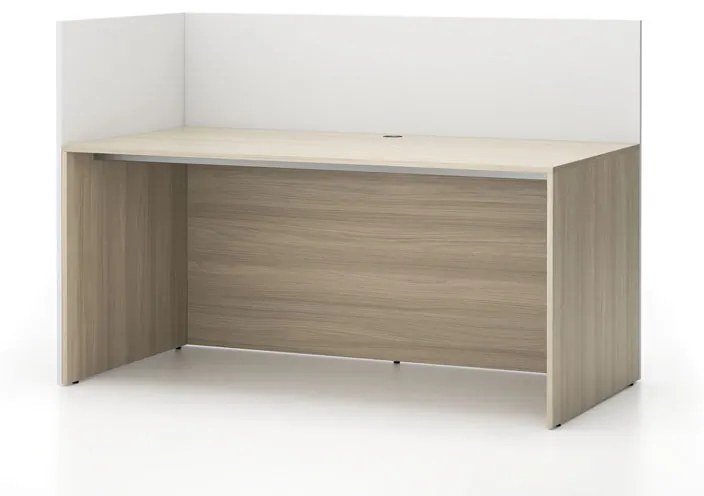 Zestaw mebli biurowych single z parawanem SEGMENT, lewy, biały/dąb naturalny