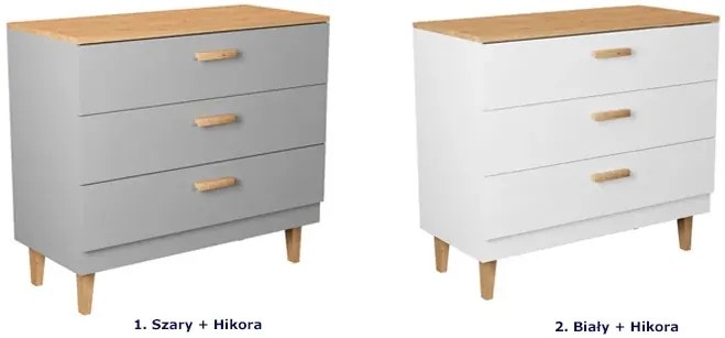 Komoda z szufladami na nóżkach szary + hikora - Avec 4X
