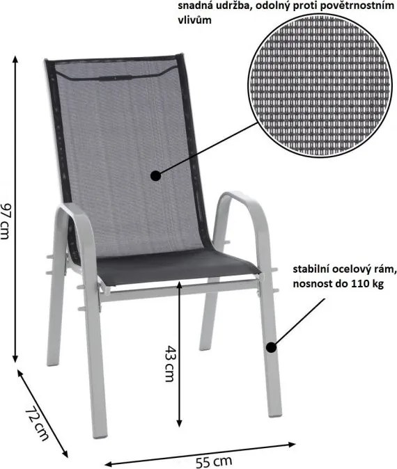 Zestaw sztaplowanych krzeseł ogrodowych 4  szt