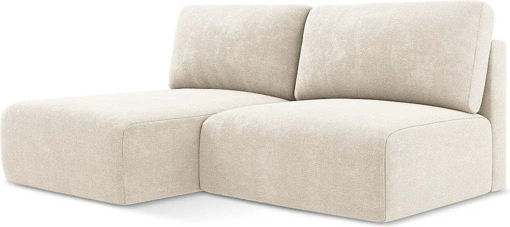 Otwarty Lewy narożnik z funkcją spania - z tkaniny szenilowej - jasny beż - KONA