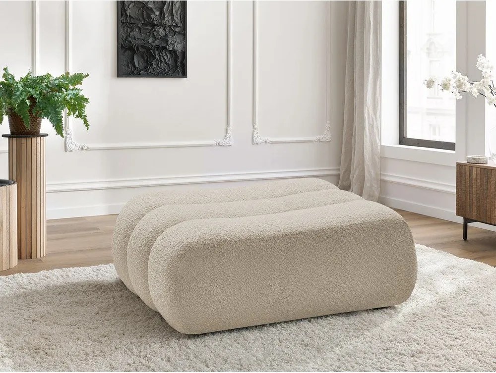 Beżowy podnóżek z materiału bouclé Azra – Bobochic Paris