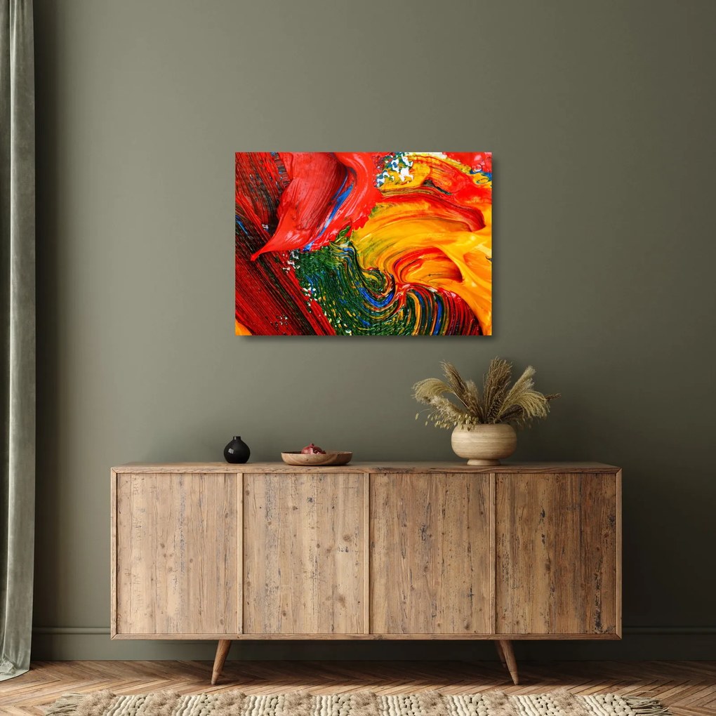 Obraz na szkle - Niebieska abstrakcja za pomocą pędzla (70x50 cm)
