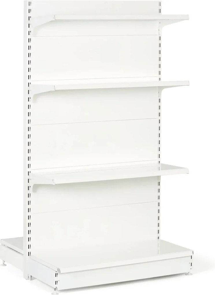 Regał sklepowy obustronny, pełne ścianki, 2200 x 1000 x 900 mm, podstawowy, biały