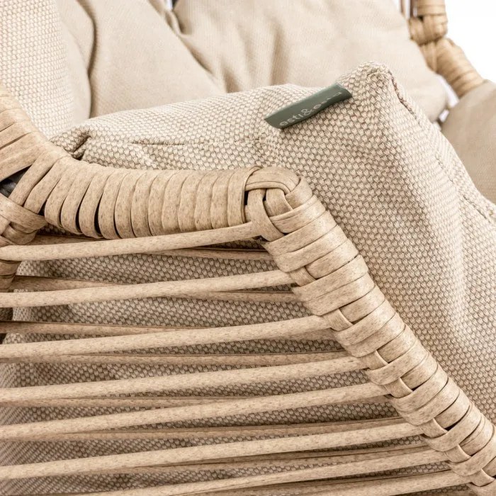 Fotel HOLAND Ogrodowy z Poduszką Rattanowy Stalowy 142 cm BEŻOWY