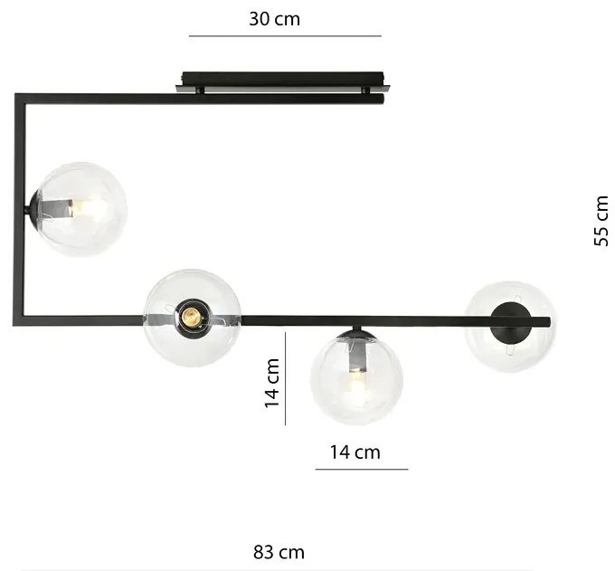 Loftowa lampa sufitowa z przezroczystymi kloszami - 8X D107 B1-G69