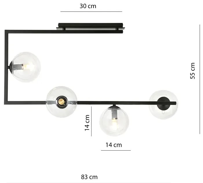 Loftowa lampa sufitowa z przezroczystymi kloszami  - D107-Solini