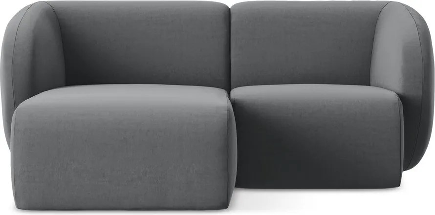 Szary aksamitny narożnik (lewostronny/z szezlongiem) Lani – Makamii