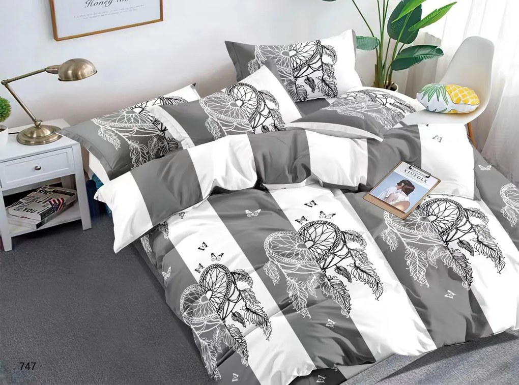 PrzytulneMieszkanie.pl PrzytulneMieszkanie.pl Pościel z mikrowłókna TIRSO szaro-biała Rozmiar pościeli: 2 szt 70 x 90 cm | 200 x 220 cm