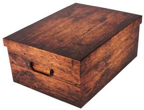 Pudełko do przechowywania z pokrywą Wood,brązowe, 51 x 37 x 24 cm