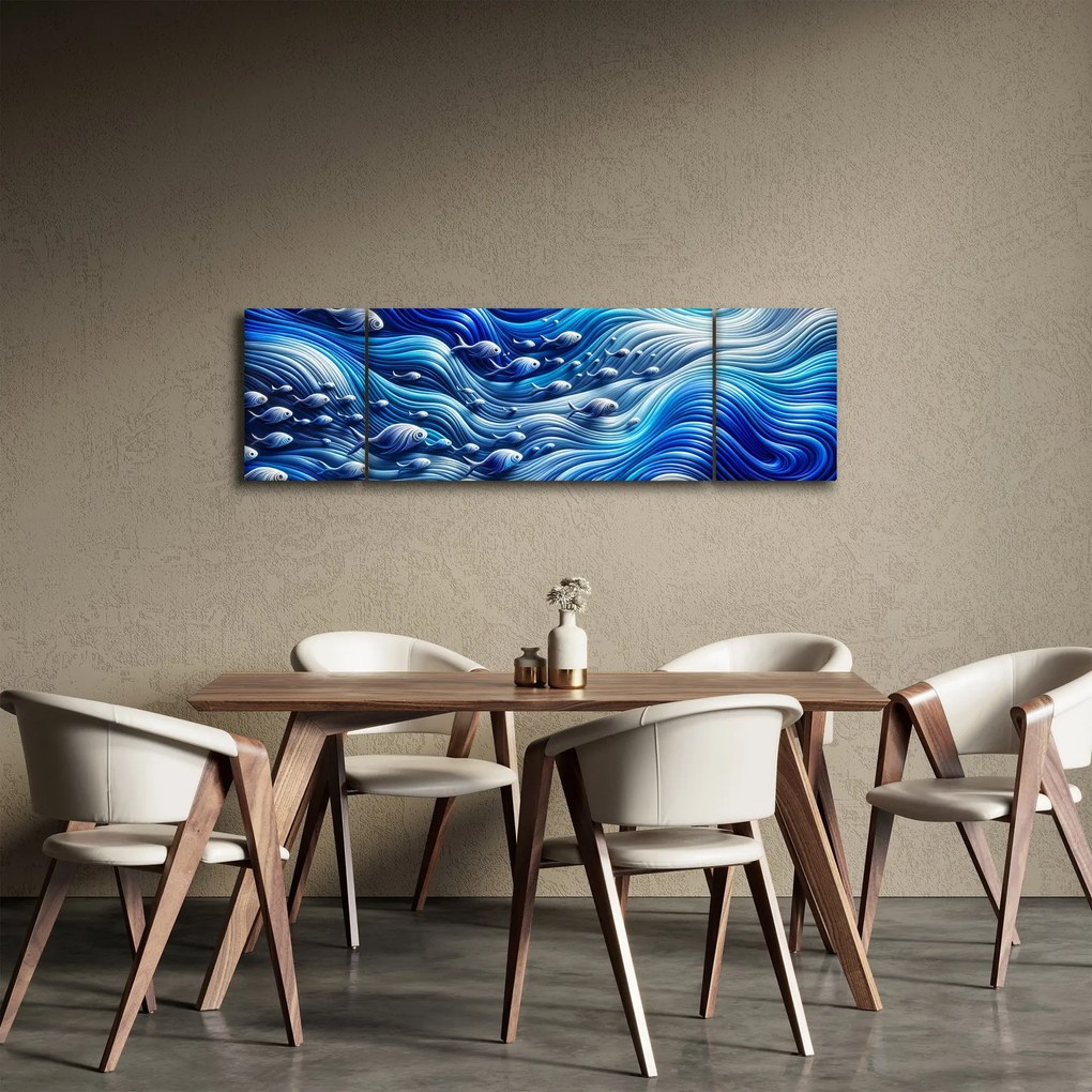 Obraz – Ryby w falach (170x50 cm)
