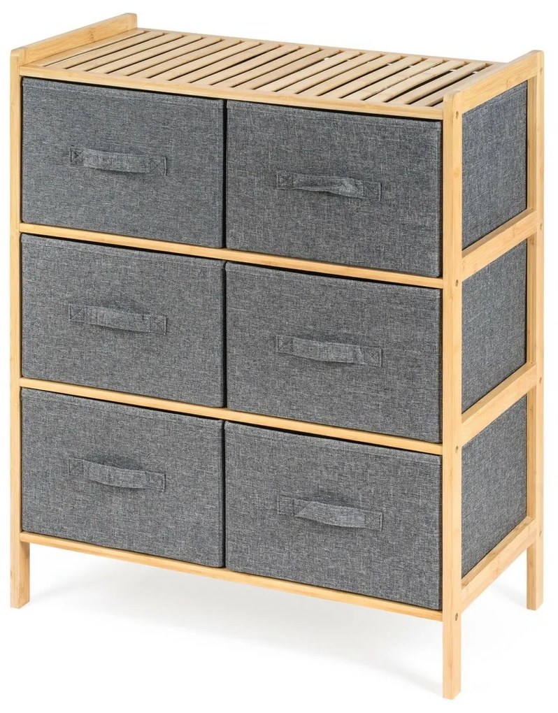 G21 Bambusowy regał z koszykami, 3 półki, szary, 3 piętra