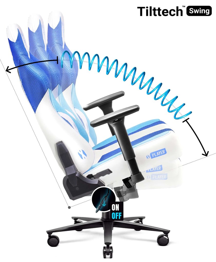 Materiałowy fotel gamingowy Diablo X-Player 2.0 Normal Size, Frost White