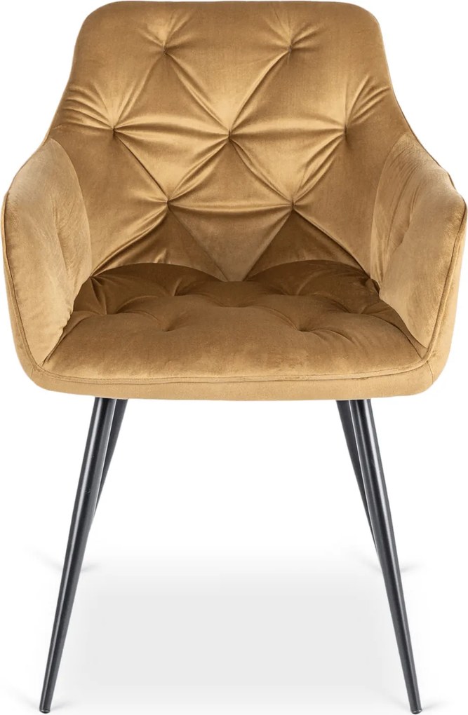 Krzesło Tapicerowane do Salonu MODESTO Musztardowe Welurowe Nowoczesne Loft
