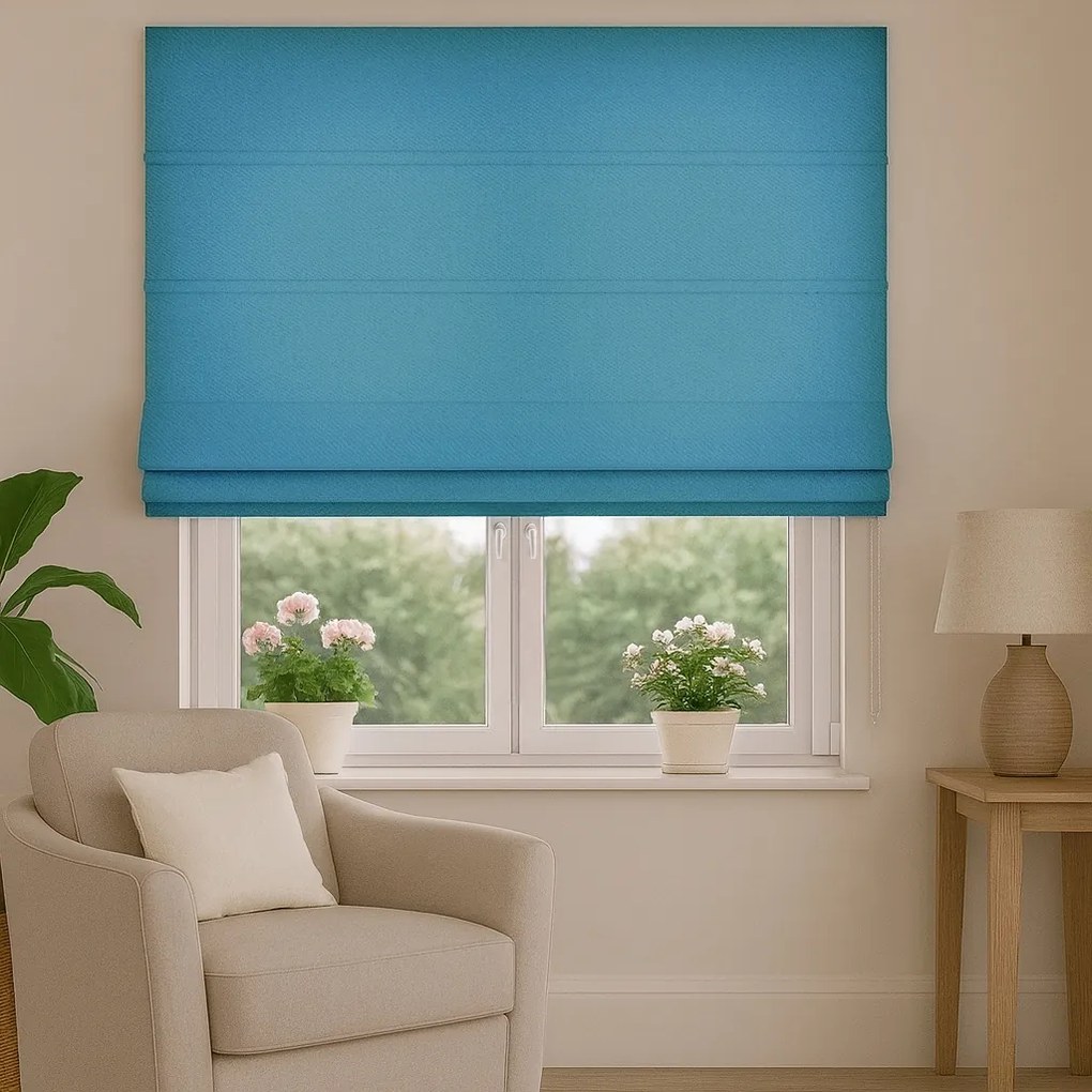 Roleta rzymska na wymiar Enjoy turkusowa miękka gruba - do 140 cm