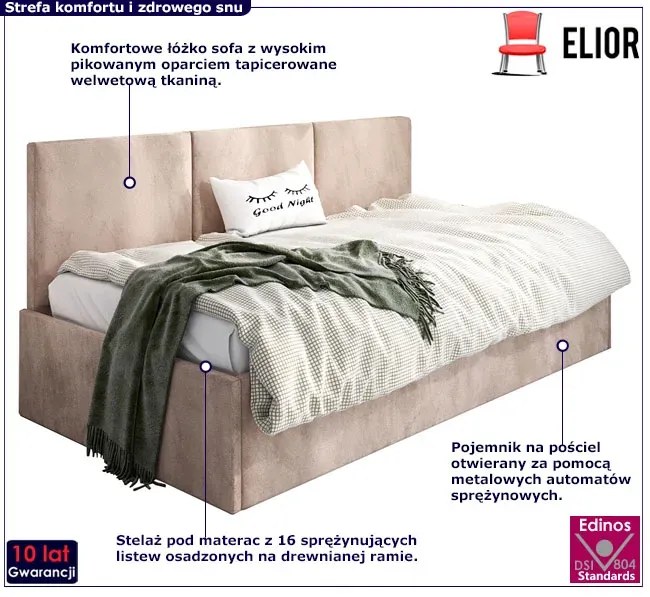 Beżowe łóżko sofa z funkcją spania Huzox 4X - 4 rozmiary