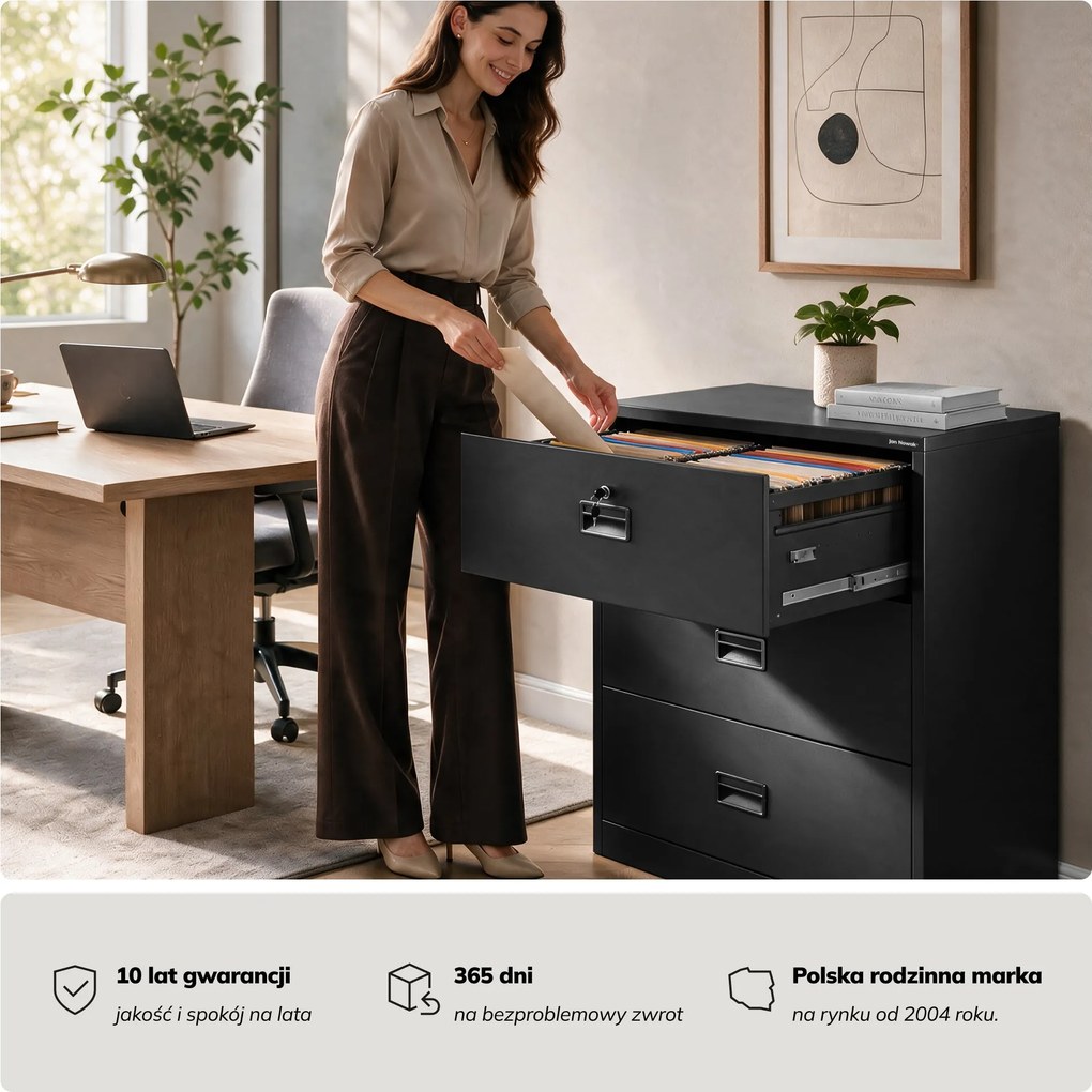 Szafa kartotekowa metalowa z 3 szufladami antracytowa, 900x1020x600 mm: SARA XL V3