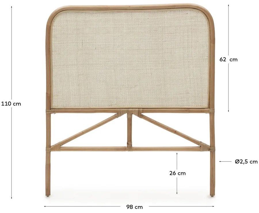Rattanowy zagłówek w naturalnym kolorze 98x110 cm Quiterie – Kave Home