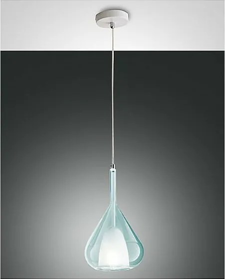 Lampa wisząca LED Lila z metalu i szkła borokrzemianowego, przezroczysto-niebieska 3481-40-244 Fabas Luce