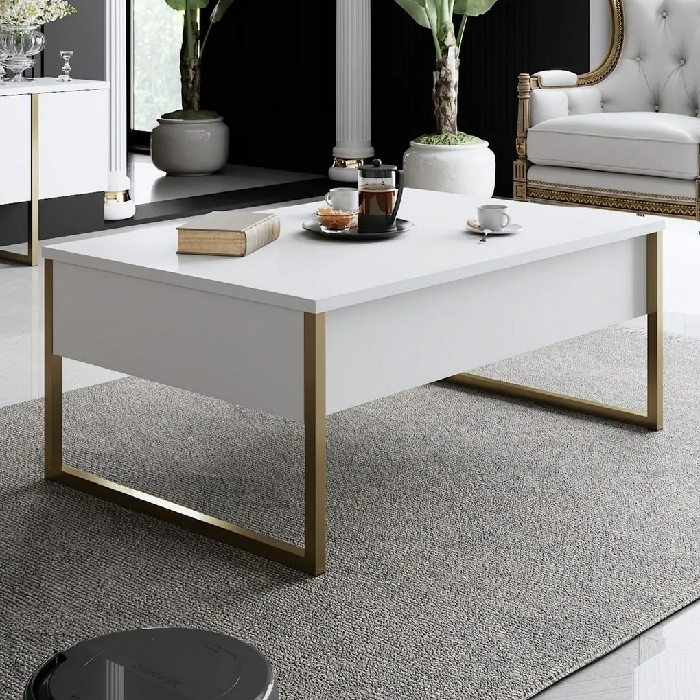 Stolik konferencyjny Luxe White and Gold