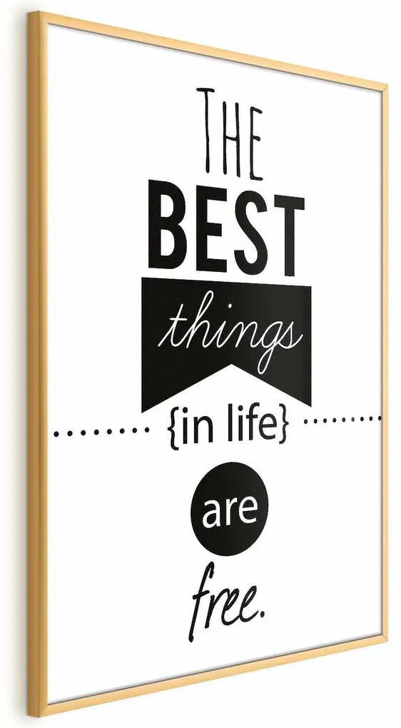 Plakat Best things in life 29,7x42 cm z ramą złotą bez marginesu ARTGEIST B