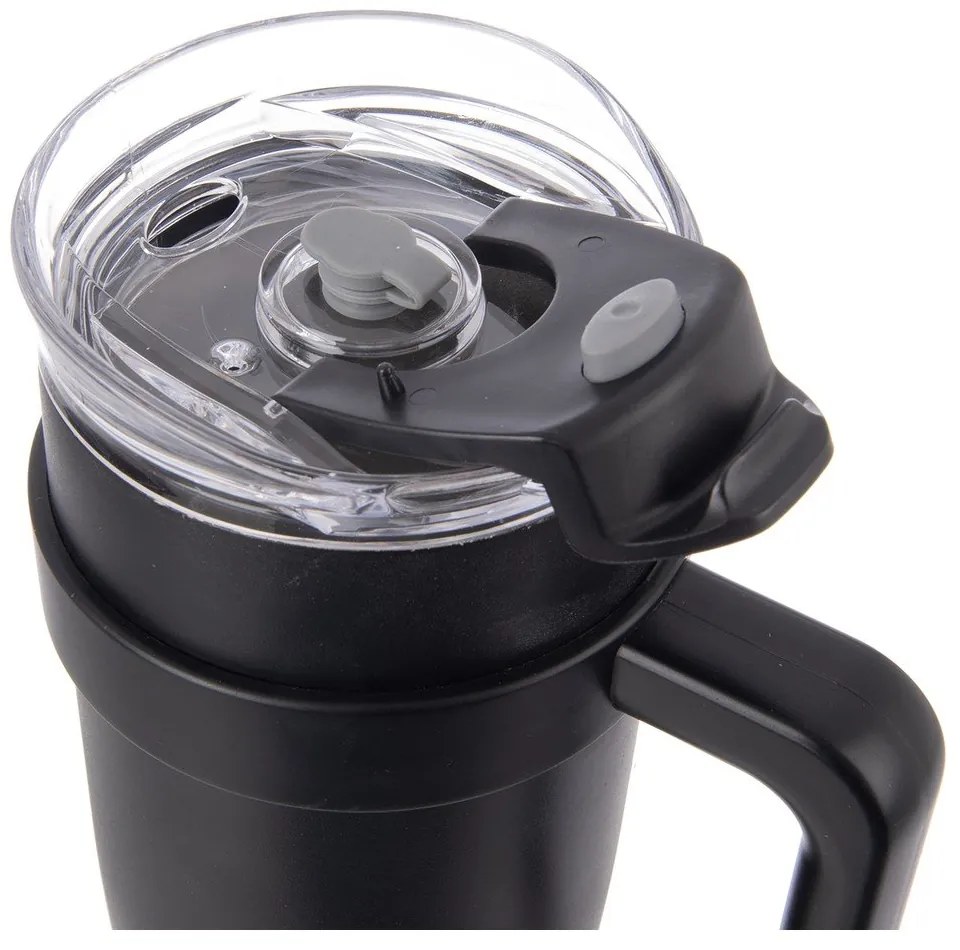 Czarny kubek termiczny ze słomką 1,2 l Termo – Orion