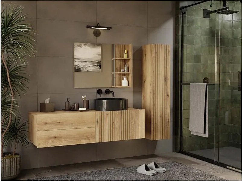 Szafka Łazienkowa TIGO 1D2S | Dąb  Evoke  | 140x53x37,5 | 2 Szuflady, 1 Drzwi