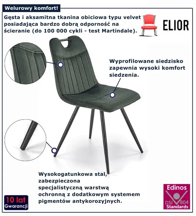 Zielone tapicerowane krzesło welurowe  M0-Z07